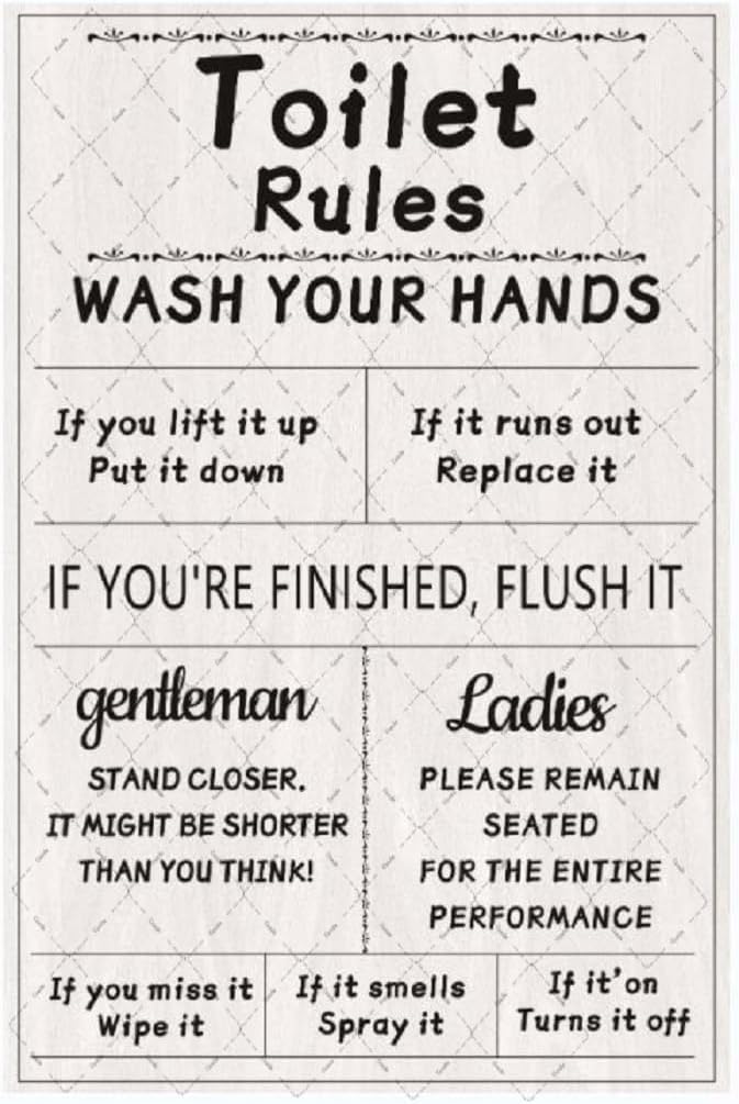 Home Bathroom Rules - Cusde トイレルール メタルティンサイン 手を洗ってください ホームデコレーション ヴィンテージウォールデコレーションポスター