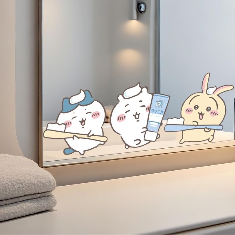 Home Goods Bathroom Accessories - ホットチイカワミラーステッカー強力粘着クリアプリント防水取り外し可能な装飾デカール浴室の化粧鏡ホームギフト