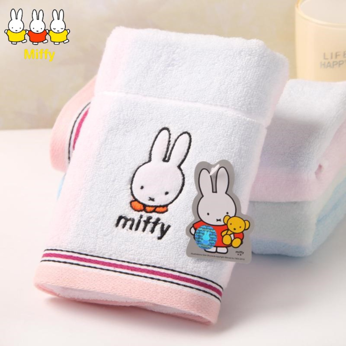 Home Goods Bathroom Accessories - ミッフィーウサギの純綿タオルかわいい漫画ガールハートフェイスタオル柔らかい肌に優しい吸汗性手乾燥ホームタオル