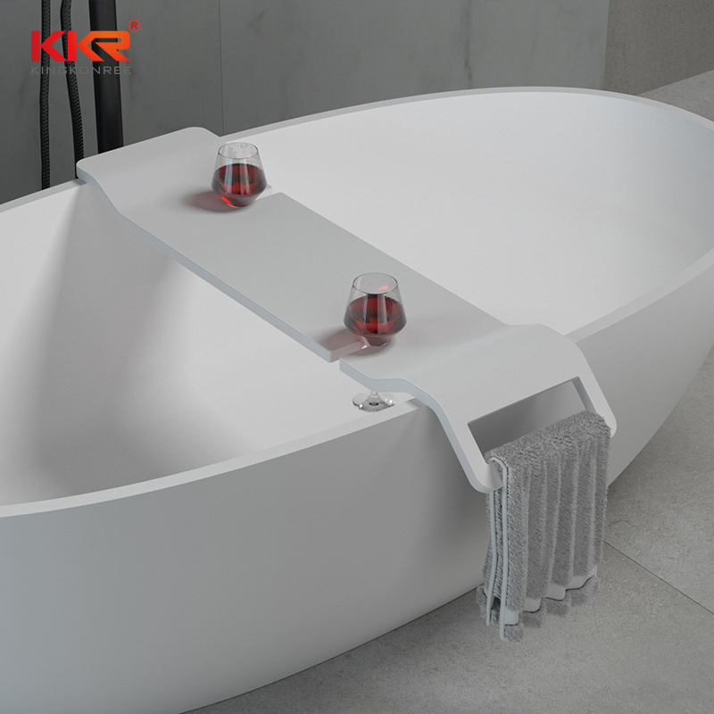 Bath Caddy Tray - 浴室石鹸収納ラック人工石製バスタブ棚アクリル製ソリッドサーフェスキャディトレイ（バス用）