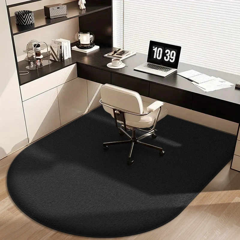 Home Bathroom Floor Mats - 無地の厚手フランネル製コンピューターチェアマット、デスク回転椅子用アーチ型カーペット、学習用ソフトドレッシングテーブルフットマット