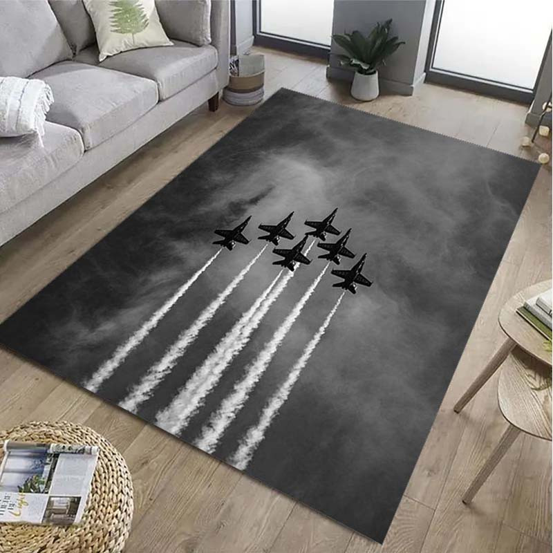 Jet Home Bathroom Mats - ジェットテーマリーフクリスタルベルベットエリアラグ - リビングルーム、屋外パティオ、キッチン、寝室用マット
