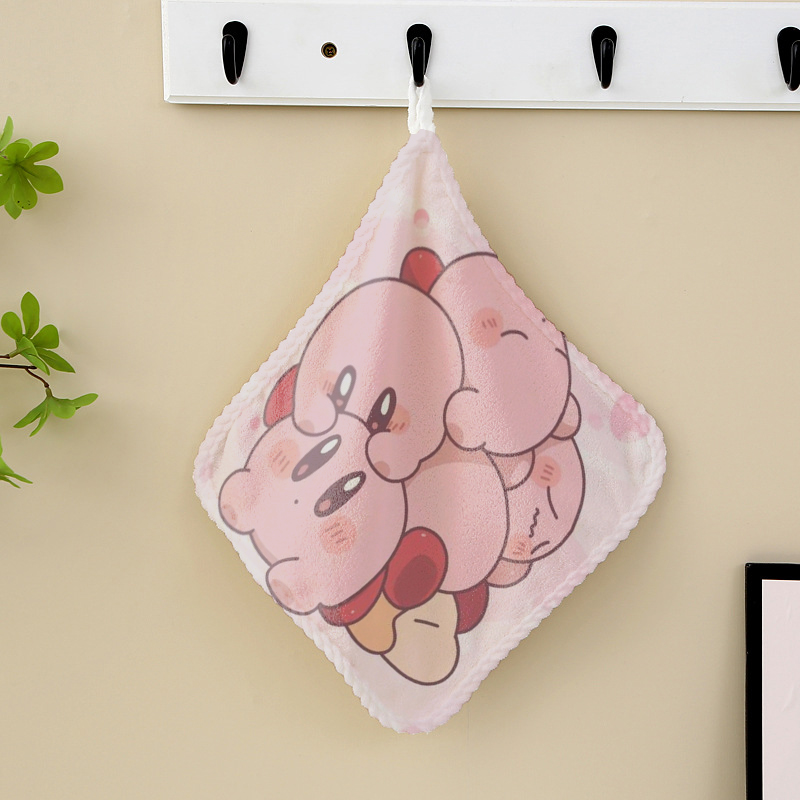 Home Goods Bathroom Decor - カービィのハンドタオル キッチン バスルーム 日用品 かわいいハンドタオル 吊り下げタイプ
