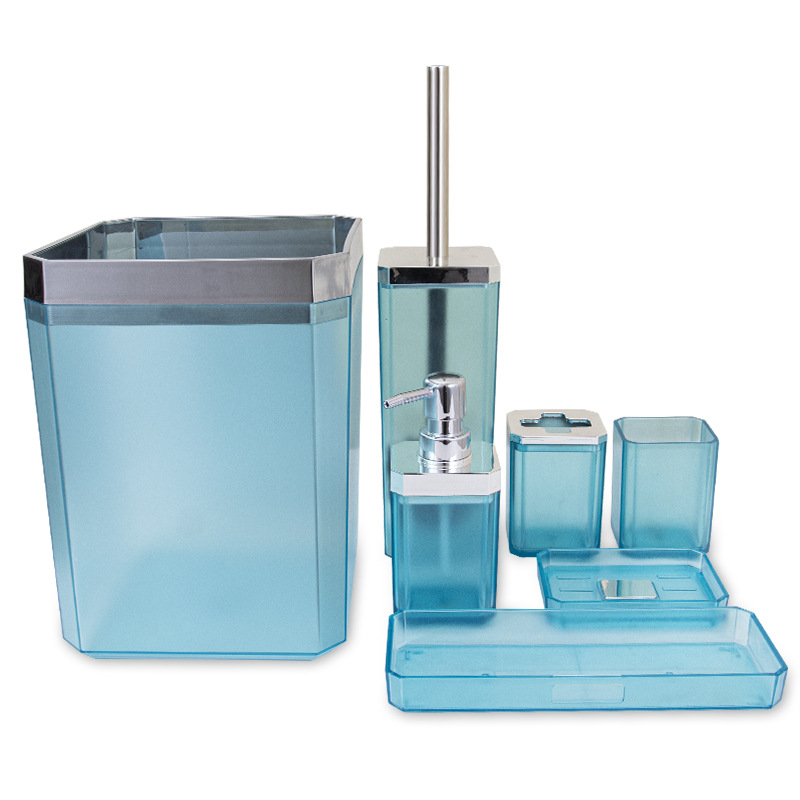 Zara Home Bathroom Set - 7個ホテルバスルームアクセサリーセット正方形電気メッキ家庭用プラスチックゴミ箱歯ブラシボトルカップ