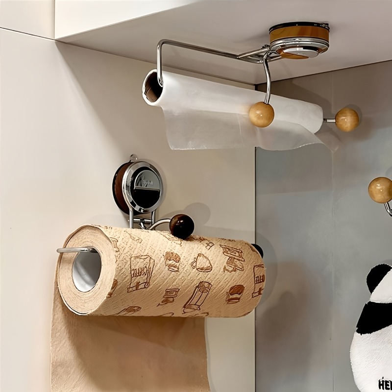 Home Bathroom Paper Towel Holder - 吸盤式キッチンペーパータオルホルダー多目的家庭用バスルームキッチンティッシュワイプラップラップ壁掛け収納ラック