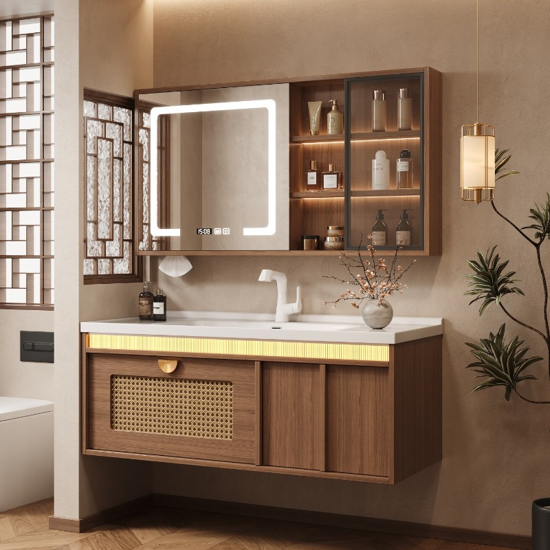 Home Bathroom Partition Wall - 木製収納バスルームキャビネットオーガナイザー香水ミラートイレモダンパーティション食器棚高級ガビネテトレンディ家具