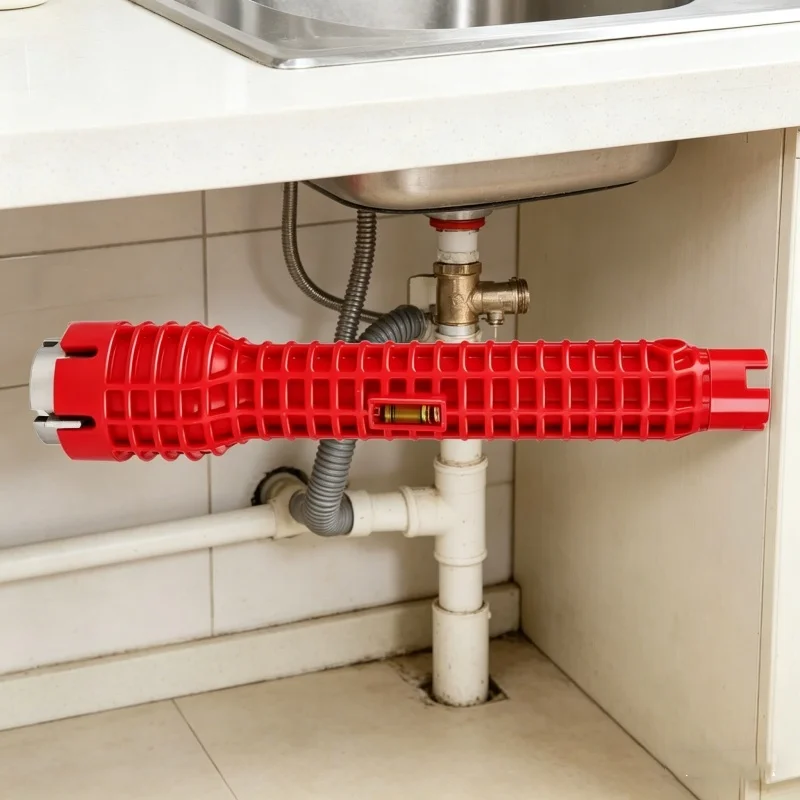 Home Bathroom Water Heater - ユニバーサル配管ツールダブルヘッドシンク蛇口レンチ滑り止めハンドル給湯器スパナ浴室設置修理ツール