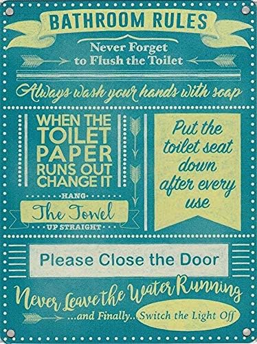 Home Bathroom Rules - ヴィンテージスタイルメタルウォールサインプラーク浴室ルールギフトレトロヴィンテージ8x12錫製メタルサイン壁飾り家の装飾サイン