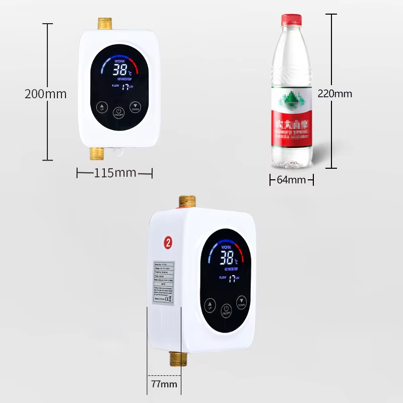 Home Bathroom Water Heater - 壁掛け電気温水器インスタントバスルームキッチンLCD温度表示リモコン付き家庭用110V/220V