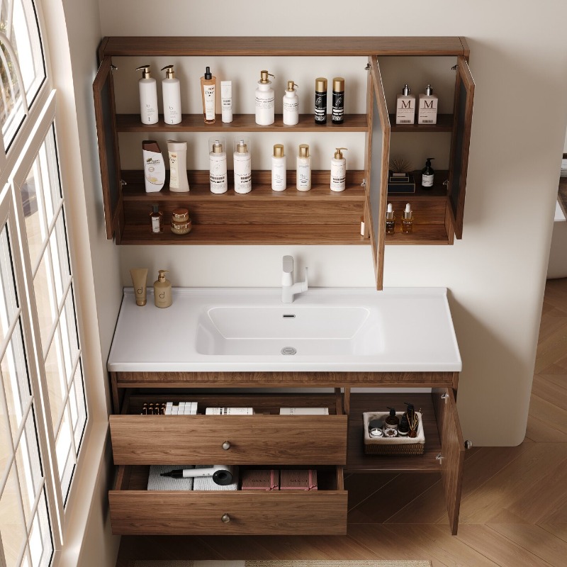Home Bathroom Partition Wall - スキンケアモダンなバスルームキャビネット収納オーガナイザーミラートイレパーティションディスプレイ食器棚引き出しガビネテホテル家具