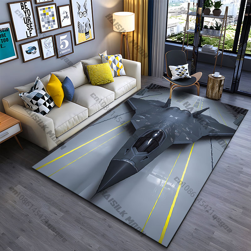 Jet Home Bathroom Mats - 高度なステルス戦闘機柄カーペット ヨガ リビングルーム装飾 子供用クロールマット ドアマット エリアラグ