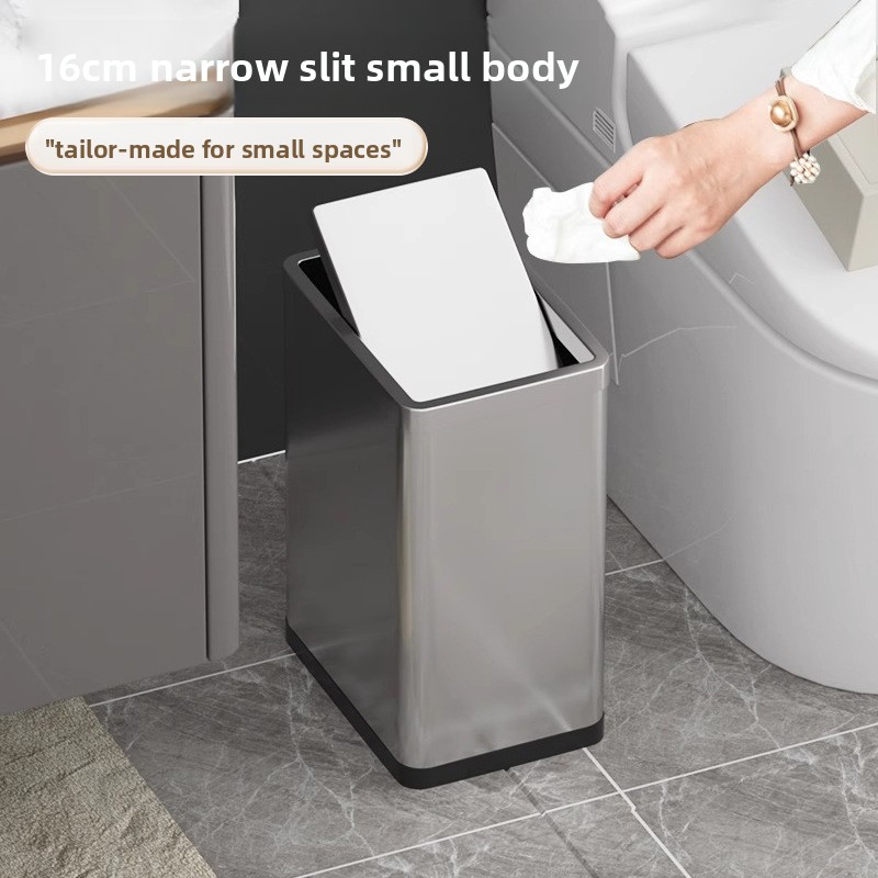 Home Goods Bathroom Decor - おしゃれな浴室用ゴミ箱、スリム隙間ゴミ箱（蓋付き）、キッチン用高級感あるゴミ箱、家の装飾、高級ダストビン