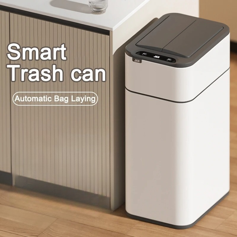 Home Kitchen & Bathroom - スマートゴミ箱 蓋付き 15L/20L ステンレス製 大型キッチンゴミ箱 センサー自動袋詰めゴミ箱