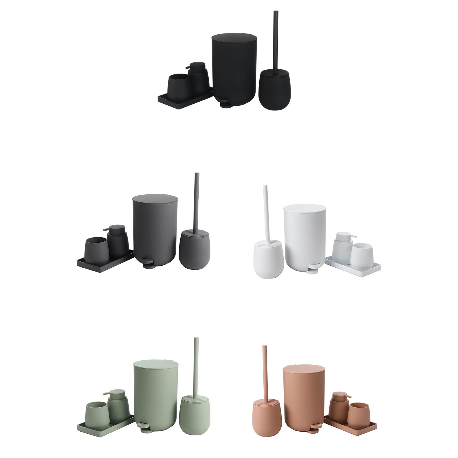 Zara Home Bathroom Set - バスルームアクセサリーセット5点、トイレブラシ、歯ブラシカップ、ソープディスペンサー付き。