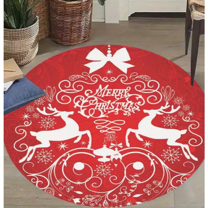 Home Goods Bathroom Decor - クリスマスをテーマにしたカーペット サンタクロースと雪の結晶 円形の柔らかいリビングルームフロアマット 良いリビングルーム 研究室 ゲームルーム