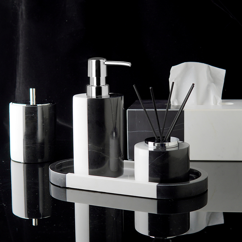 Zara Home Bathroom Set - 大理石の黒い泡ディスペンサーセット,歯磨き粉ホルダー,石鹸皿トレイ,バスルームセット