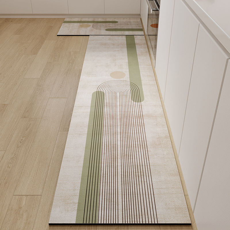 Home Bathroom Floor Mats - 家庭用滑り止めフットマット、吸水性、落下防止キッチンマット用のミニマリストの幾何学的な珪藻土マット