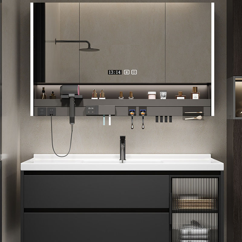 Home Bathroom Partition Wall - 高級ミラー付きバスルームキャビネットアクセサリー棚、食器棚上の仕切り、装飾品、スキンケア用品、アーカイブ用品、トレンディな家具