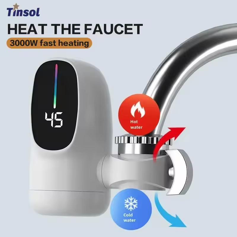 Home Bathroom Water Heater - 110V 高速加熱電気ヒーター蛇口省エネ温冷ミキサーインスタントデジタルディスプレイ温水タップキッチンバスルーム用