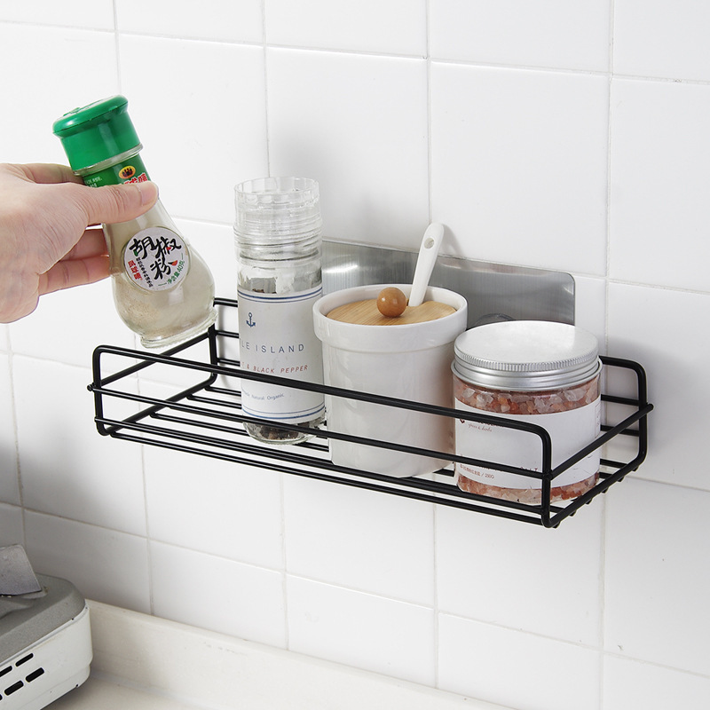Bath Caddy Tray - バスルーム収納ラックキッチンオーガナイザー棚黒棚コーナーフレーム鉄シャワーパンチ無料マウントキャディラック
