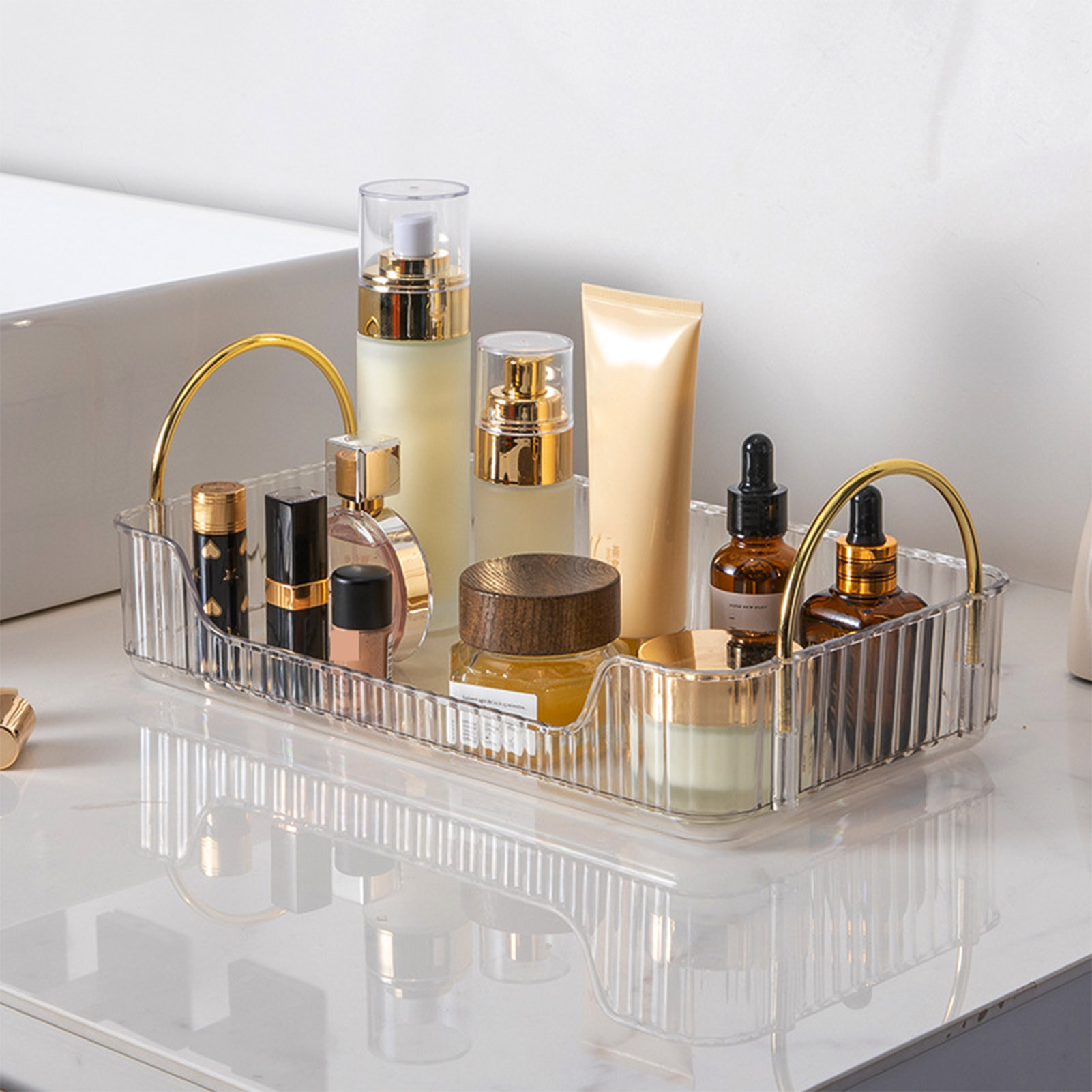 バスルームオーガナイザーラックライト高級アクリル収納ホルダー - Tiny Home Bathroom Kit のレビューと価格
