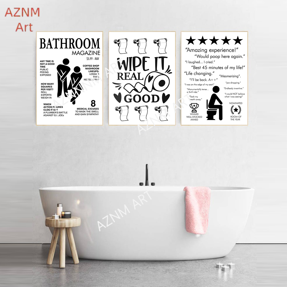 壁アートキャンバス絵画面白いバスルームルールサイン北欧黒白ポ - Home Bathroom Rules のレビューと価格