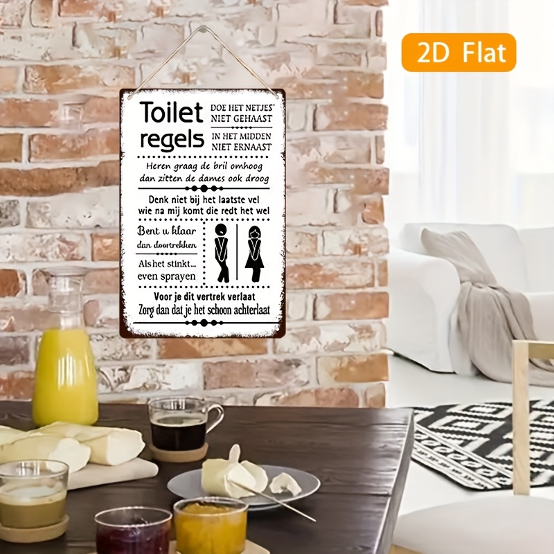 面白いオランダのバスルームルールヴィンテージ鉄製サイン –  - Home Bathroom Rules のレビューと価格