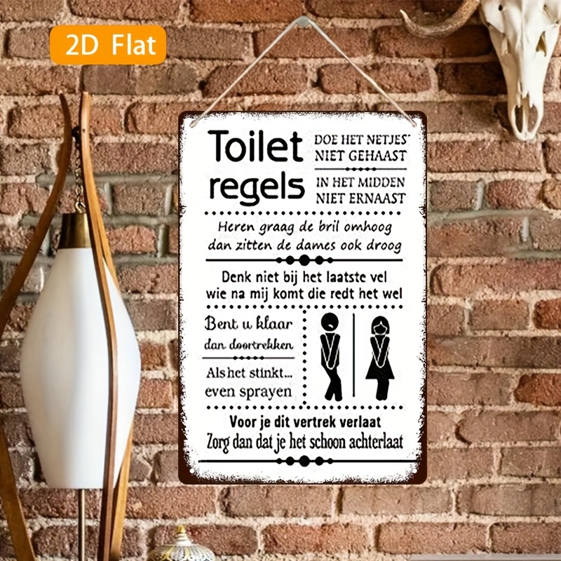 面白いオランダのバスルームルールヴィンテージ鉄製サイン –  - Home Bathroom Rules のレビューと価格