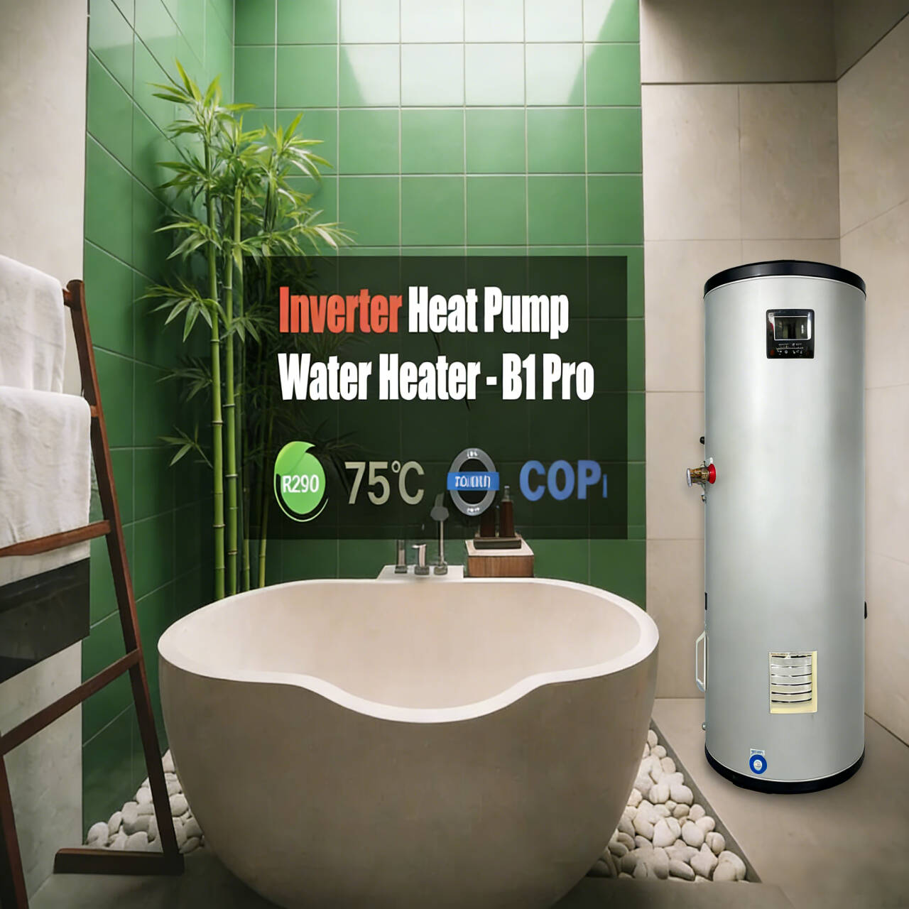 200L一体型ヒートポンプ給湯器一体型貯湯式R290 2.5 - Home Bathroom Water Heater のレビューと価格