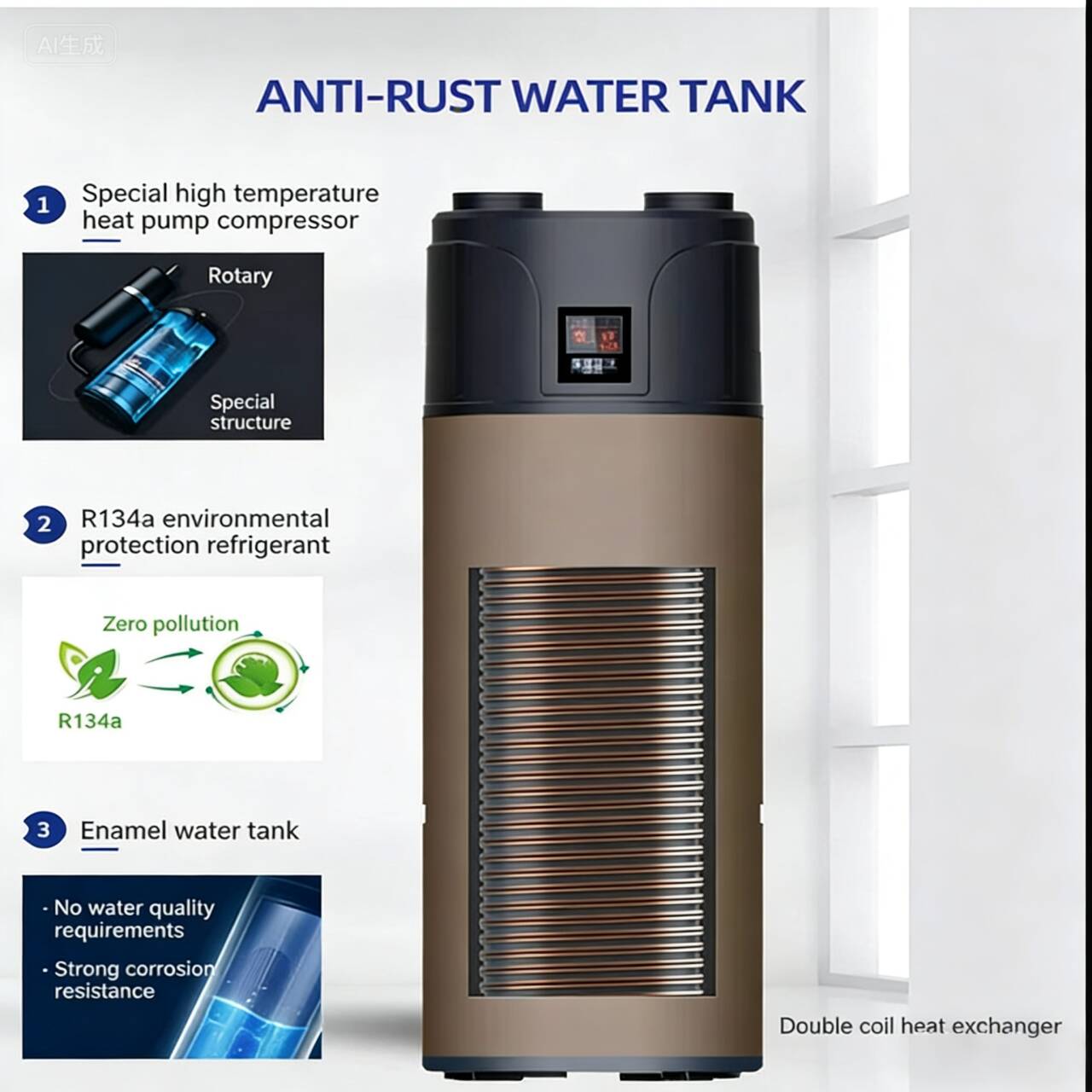 200L一体型ヒートポンプ給湯器一体型貯湯式R290 2.5 - Home Bathroom Water Heater のレビューと価格