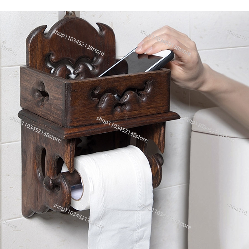 木製ペーパータオルホルダー トイレ収納ラック ティッシュボッ - Home Bathroom Paper Towel Holder のレビューと価格