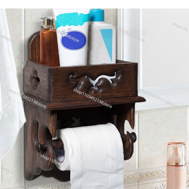 木製ペーパータオルホルダー トイレ収納ラック ティッシュボッ - Home Bathroom Paper Towel Holder のレビューと価格