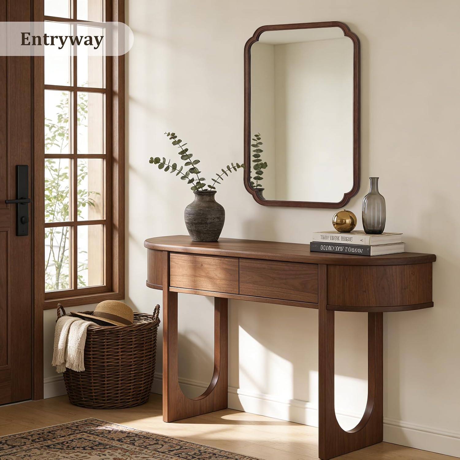 28インチ x 40インチの木製壁掛け浴室鏡、素朴な丸角の洗 - Home Living Bathroom Vanity のレビューと価格