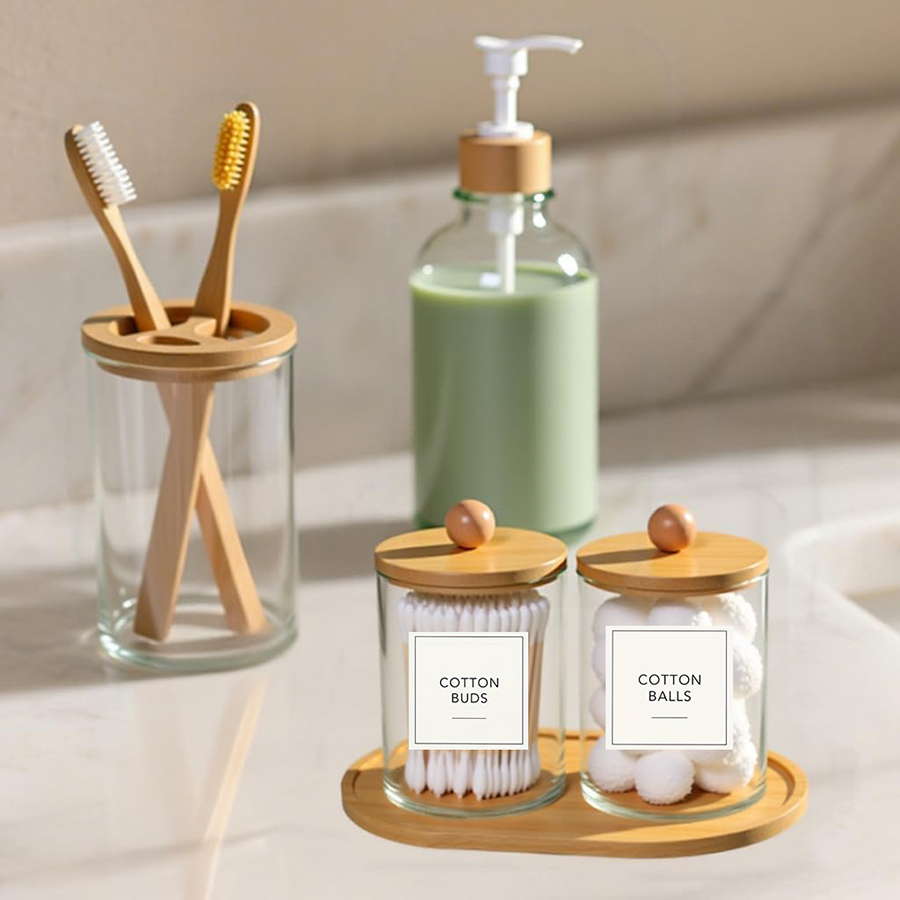 5点セット 竹製バスルームアクセサリーセット（トレイ付き）  - Zara Home Bathroom Set のレビューと価格