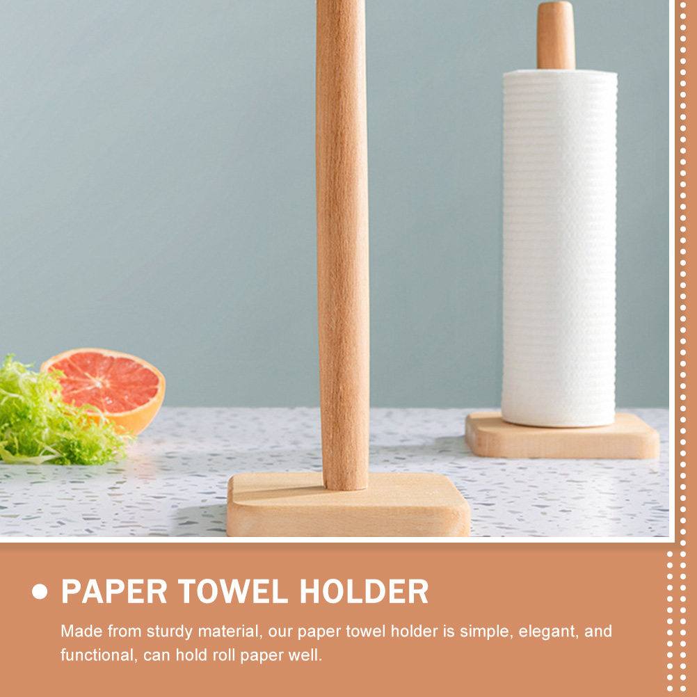 木製ペーパータオルホルダー 丈夫な縦型ロールペーパーオーガナ - Home Bathroom Paper Towel Holder のレビューと価格