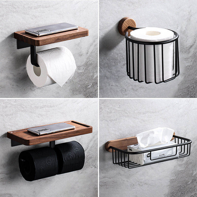 無垢材ティッシュホルダー ドリル不要 壁掛けペーパータオルラ - Home Bathroom Paper Towel Holder のレビューと価格