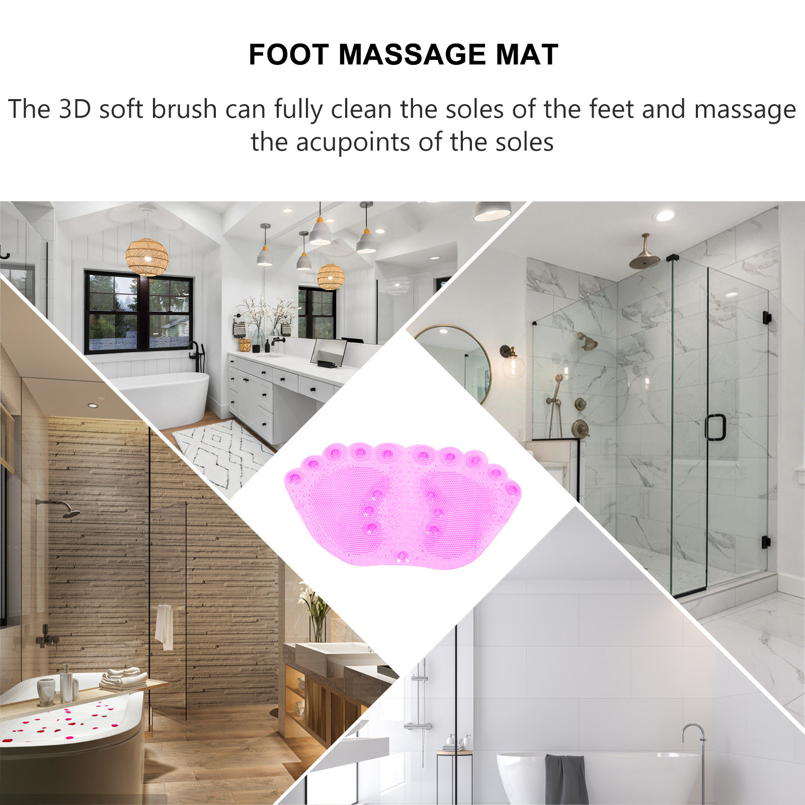 1 個マッサージ入浴マット PVC 滑り止め浴室床パッド吸盤 - Home Bathroom Floor Mats のレビューと価格