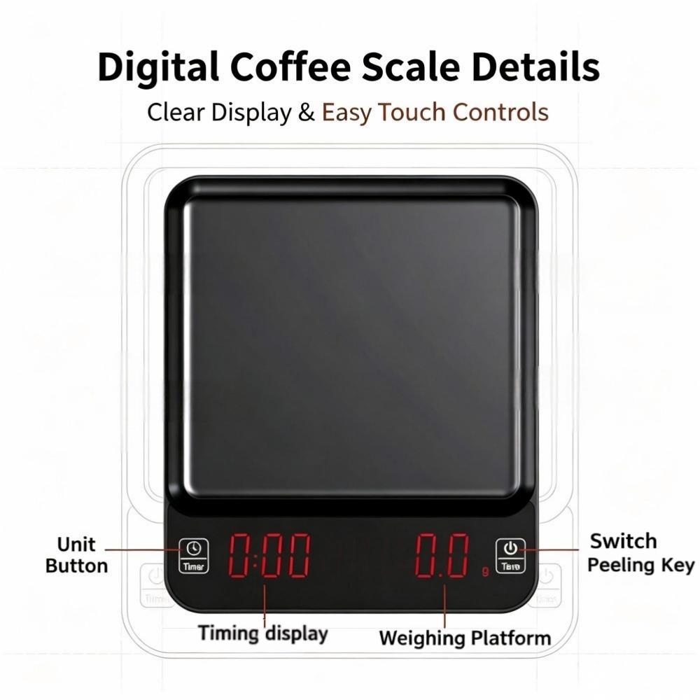 3kg/0.1g高精度デジタルコーヒースケール、LEDポータ - Home Kitchen & Bathroom のレビューと価格