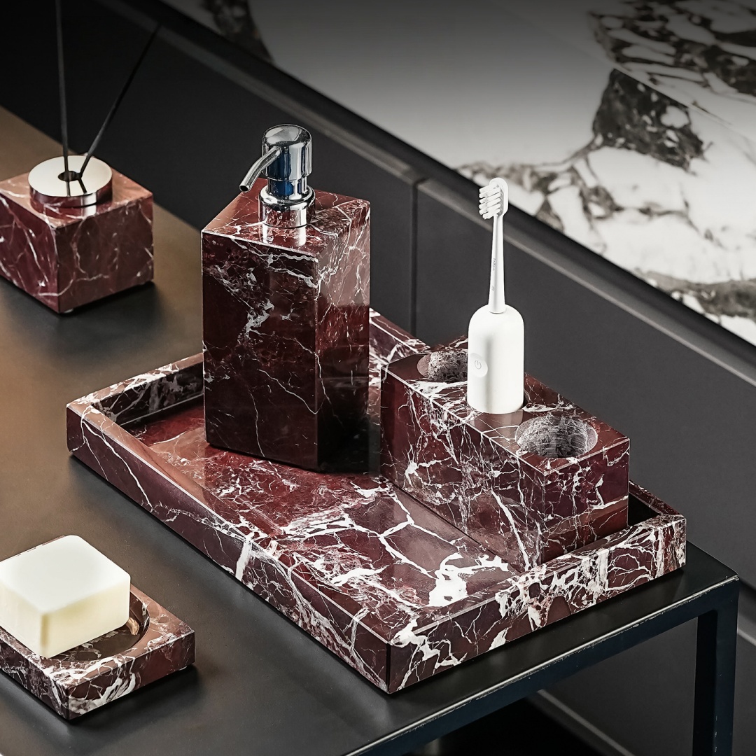 高級天然大理石ロサ・レヴァント製バスルームアクセサリー、ホー - Tiny Home Bathroom Kit のレビューと価格