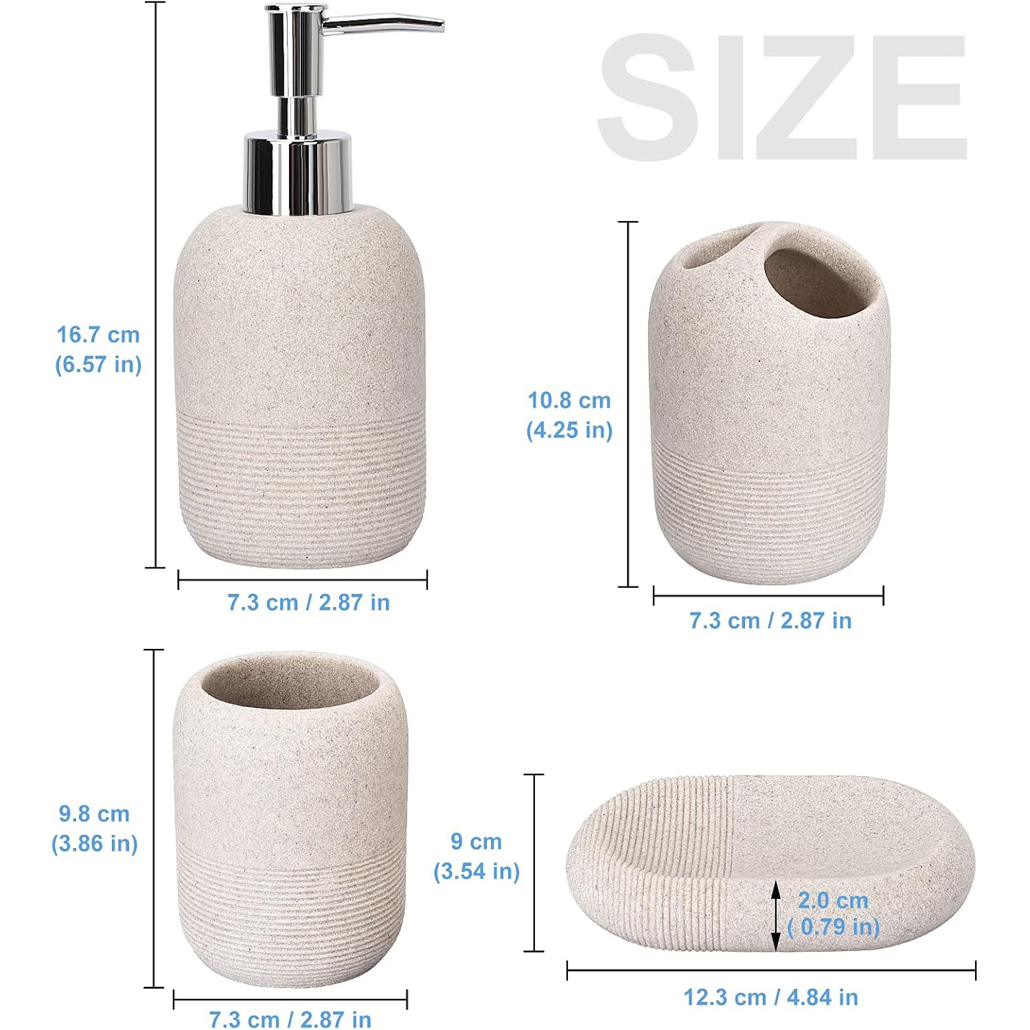 モダンな砂岩樹脂製バスルームアクセサリーセット、4点セット  - Zara Home Bathroom Set のレビューと価格