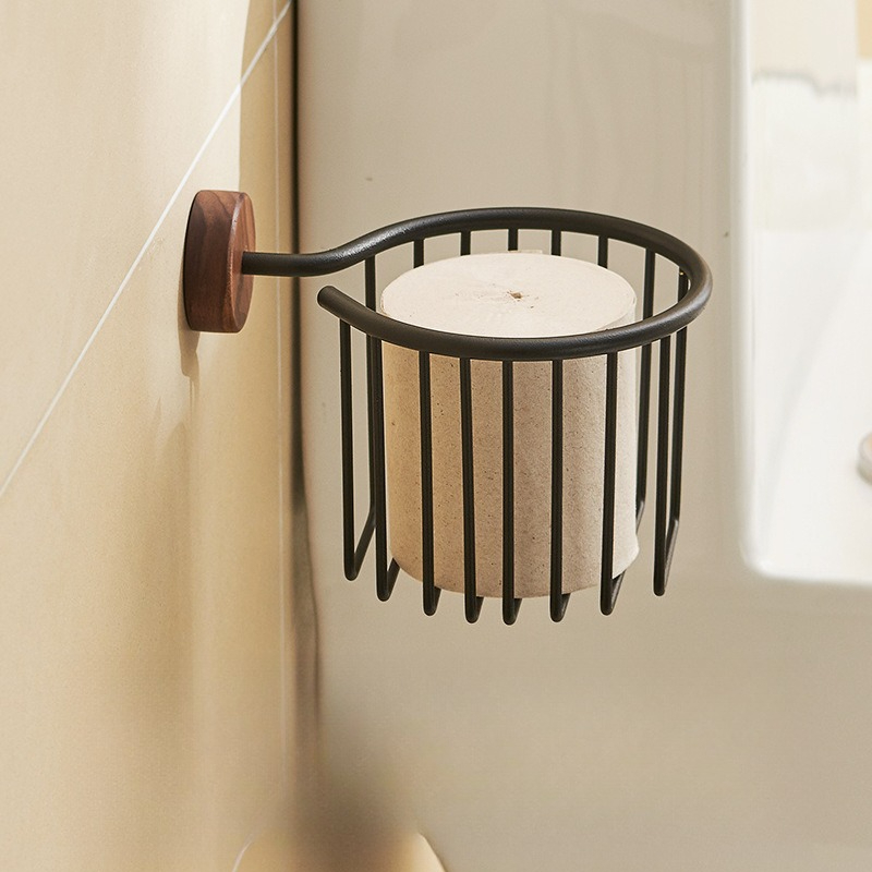 無垢材ティッシュホルダー 穴あけ不要 ウォールナットバスルー - Home Bathroom Paper Towel Holder のレビューと価格