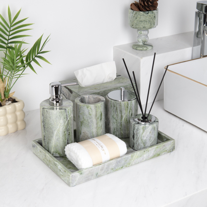 軽贅沢大理石製バスルームバニティトレイ6点セット（ホテル＆ホ - Zara Home Bathroom Set のレビューと価格