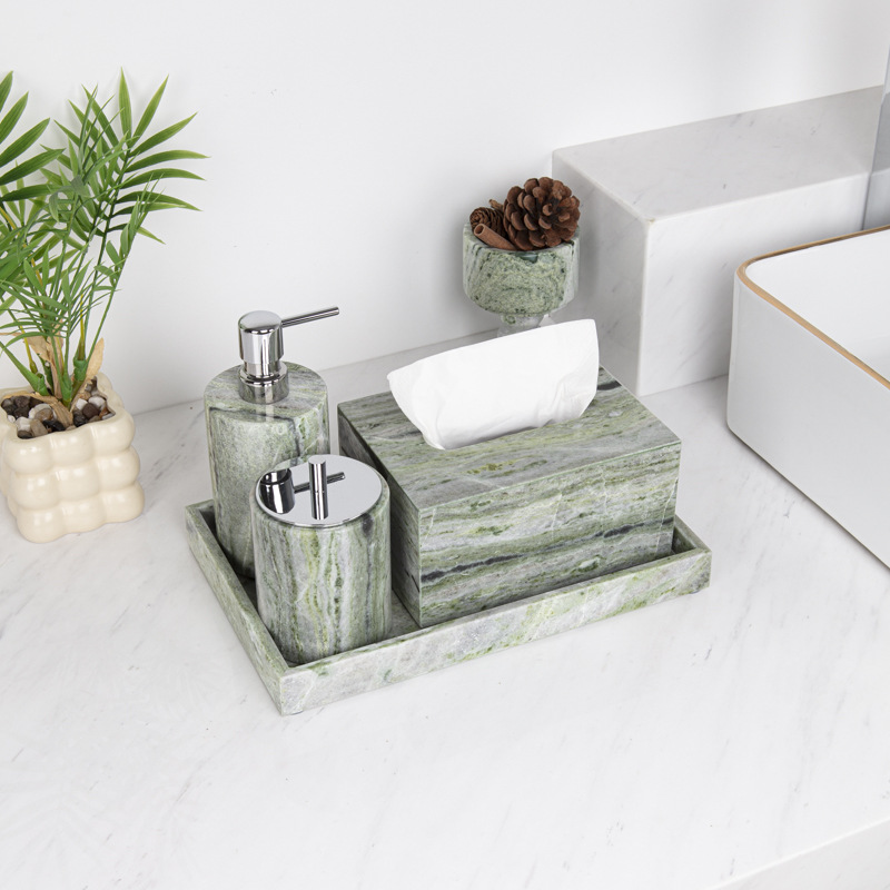 軽贅沢大理石製バスルームバニティトレイ6点セット（ホテル＆ホ - Zara Home Bathroom Set のレビューと価格