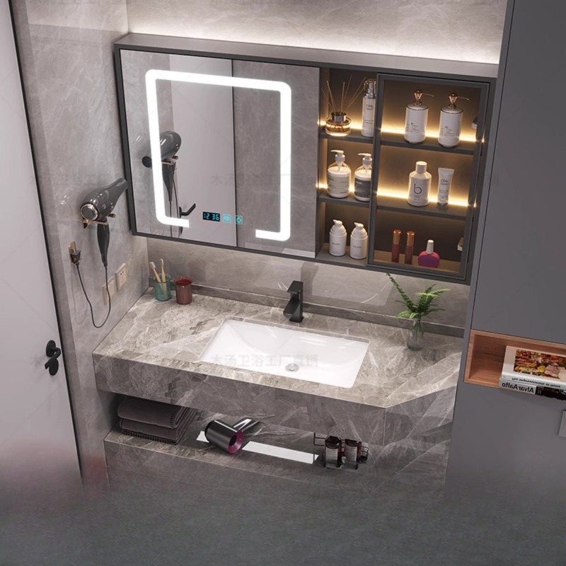 化粧鏡食器棚化粧品寝室紙モダンオーガナイザーバスルームキャビ - Home Bathroom Partition Wall のレビューと価格