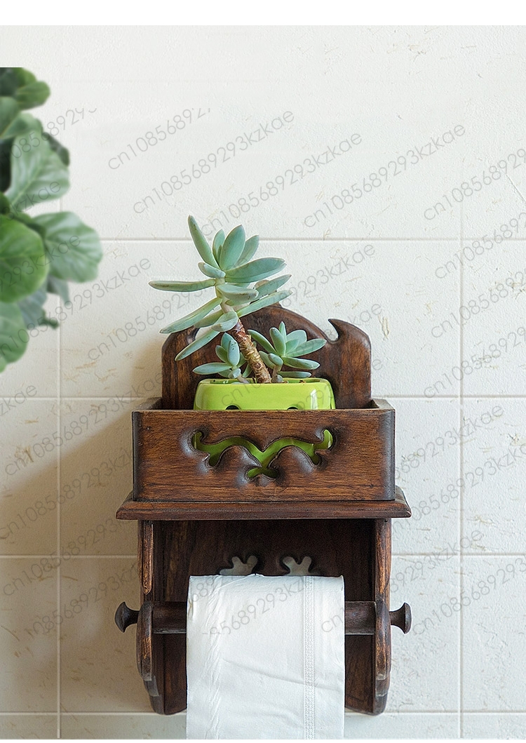 木製ペーパータオルホルダー トイレ収納ラック ティッシュボッ - Home Bathroom Paper Towel Holder のレビューと価格