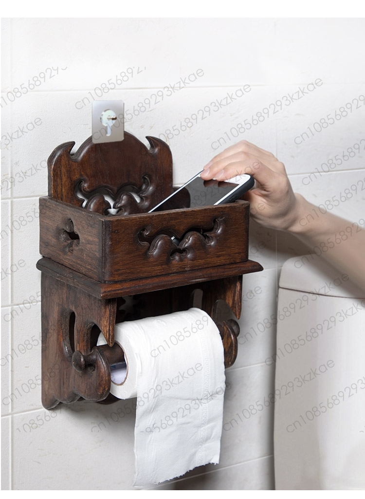 木製ペーパータオルホルダー トイレ収納ラック ティッシュボッ - Home Bathroom Paper Towel Holder のレビューと価格