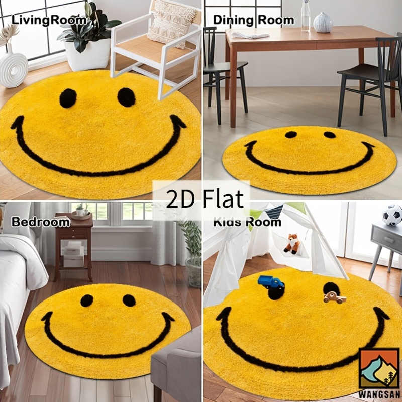 2Dラウンドフランネルラグ スマイルフェイスデザイン ソフト - Home Bathroom Floor Mats のレビューと価格