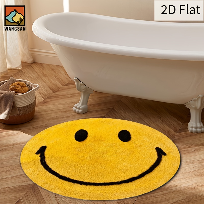 2Dラウンドフランネルラグ スマイルフェイスデザイン ソフト - Home Bathroom Floor Mats のレビューと価格