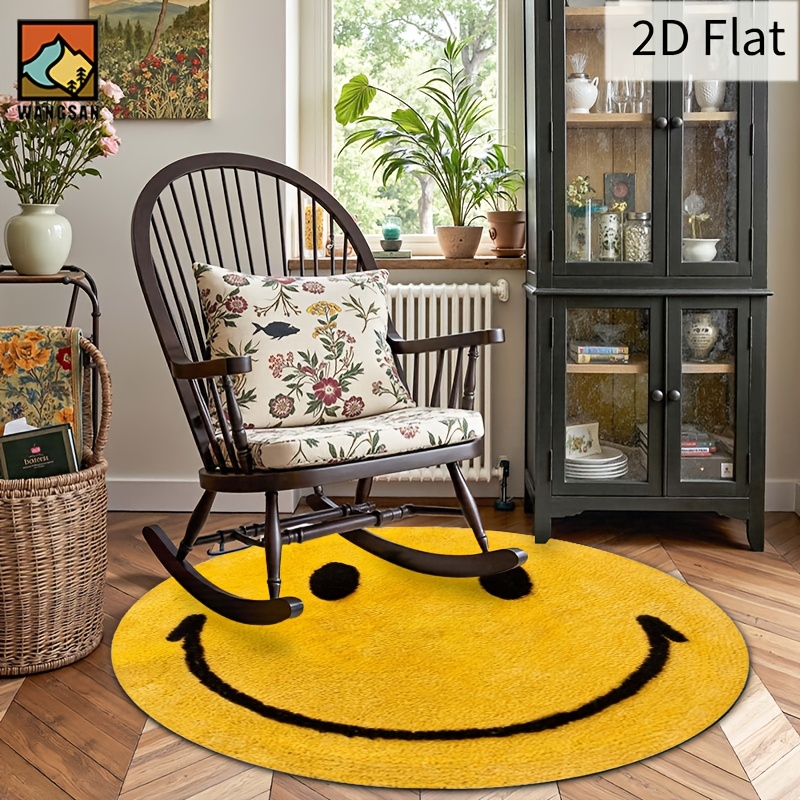2Dラウンドフランネルラグ スマイルフェイスデザイン ソフト - Home Bathroom Floor Mats のレビューと価格
