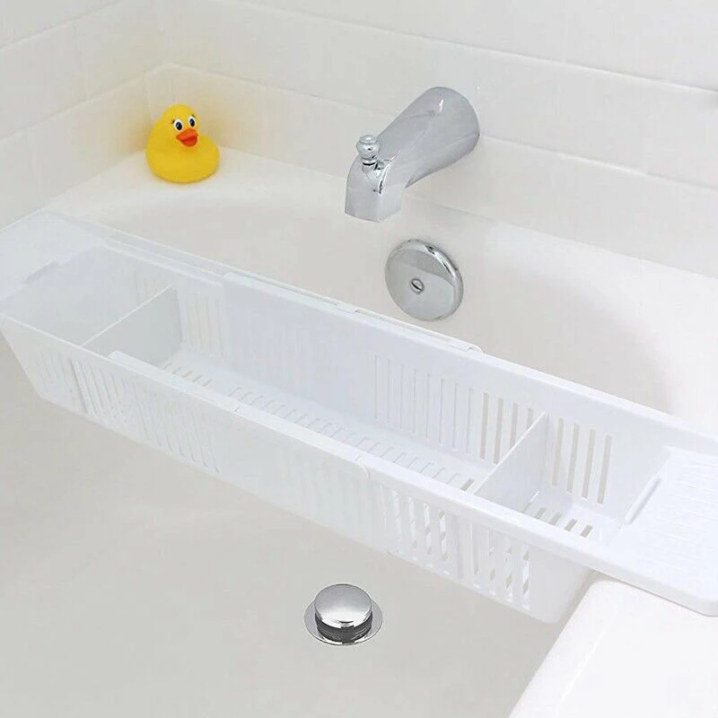バスタブ用格納式多機能バスルーム収納ブラケット排水棚ラックバ - Bath Caddy Tray のレビューと価格